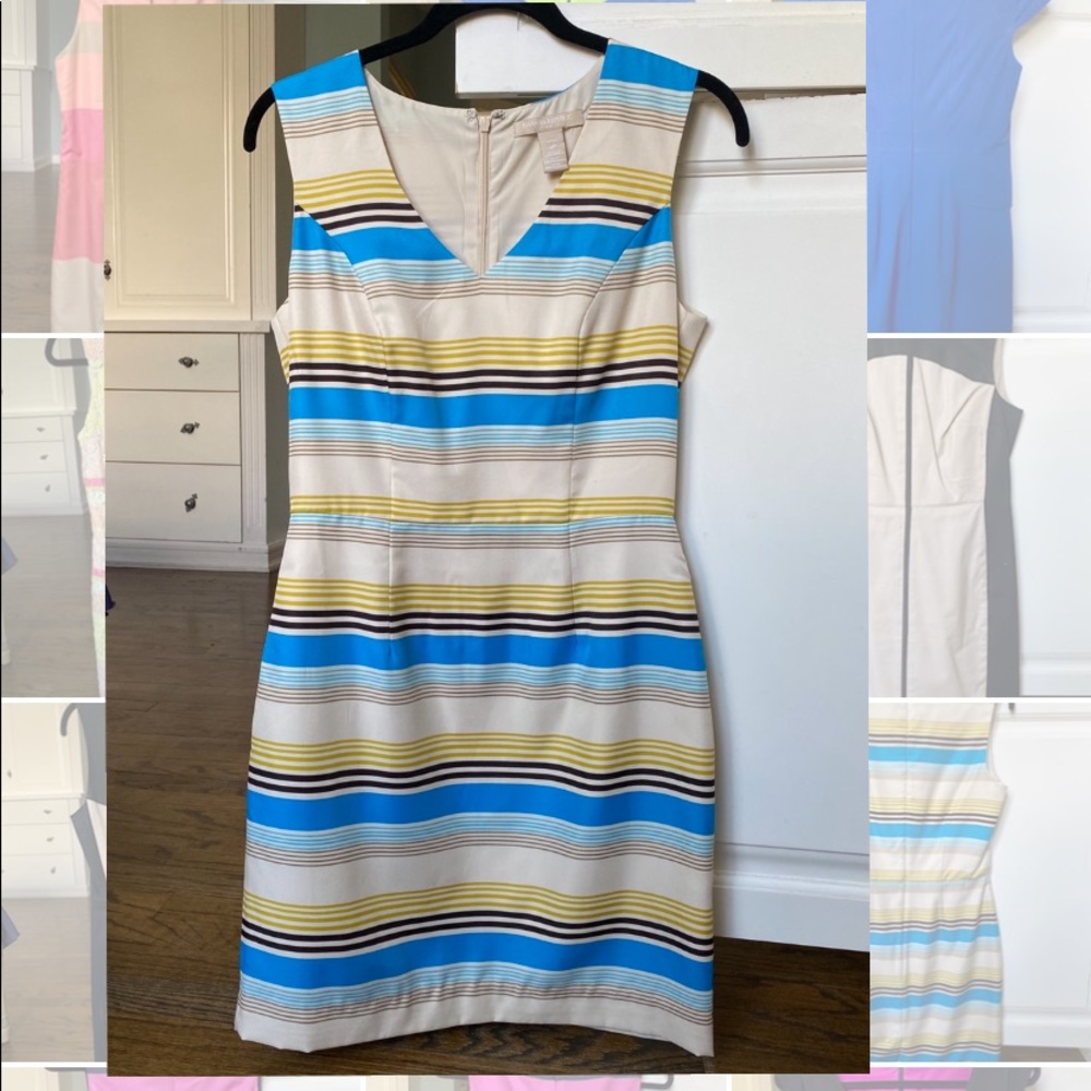 Banana Republic blue/tan striped dress